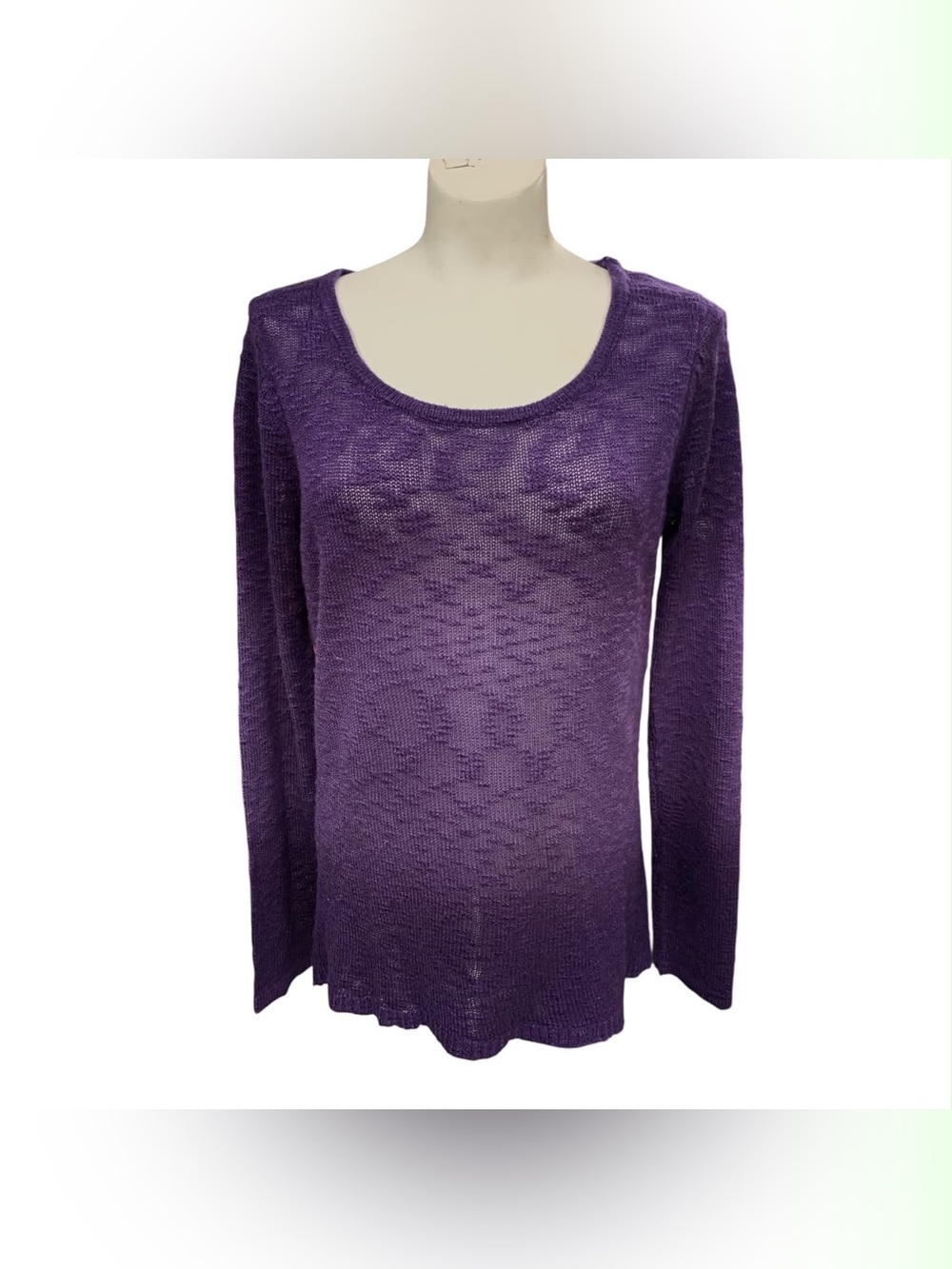 Revolution Purple Scoop Neck Long Sleeve Knit Top Size L